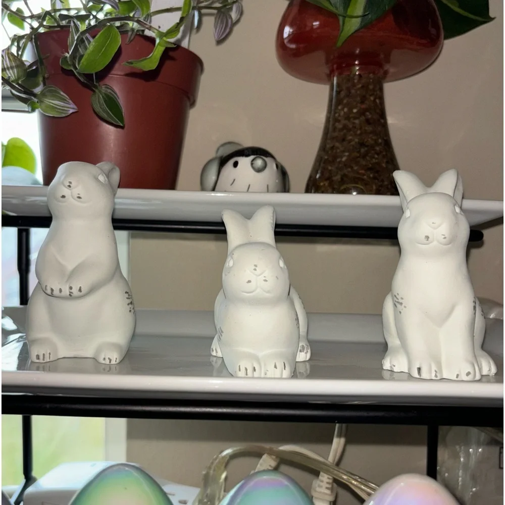 Set of 3 Target Cement Bunny Figures